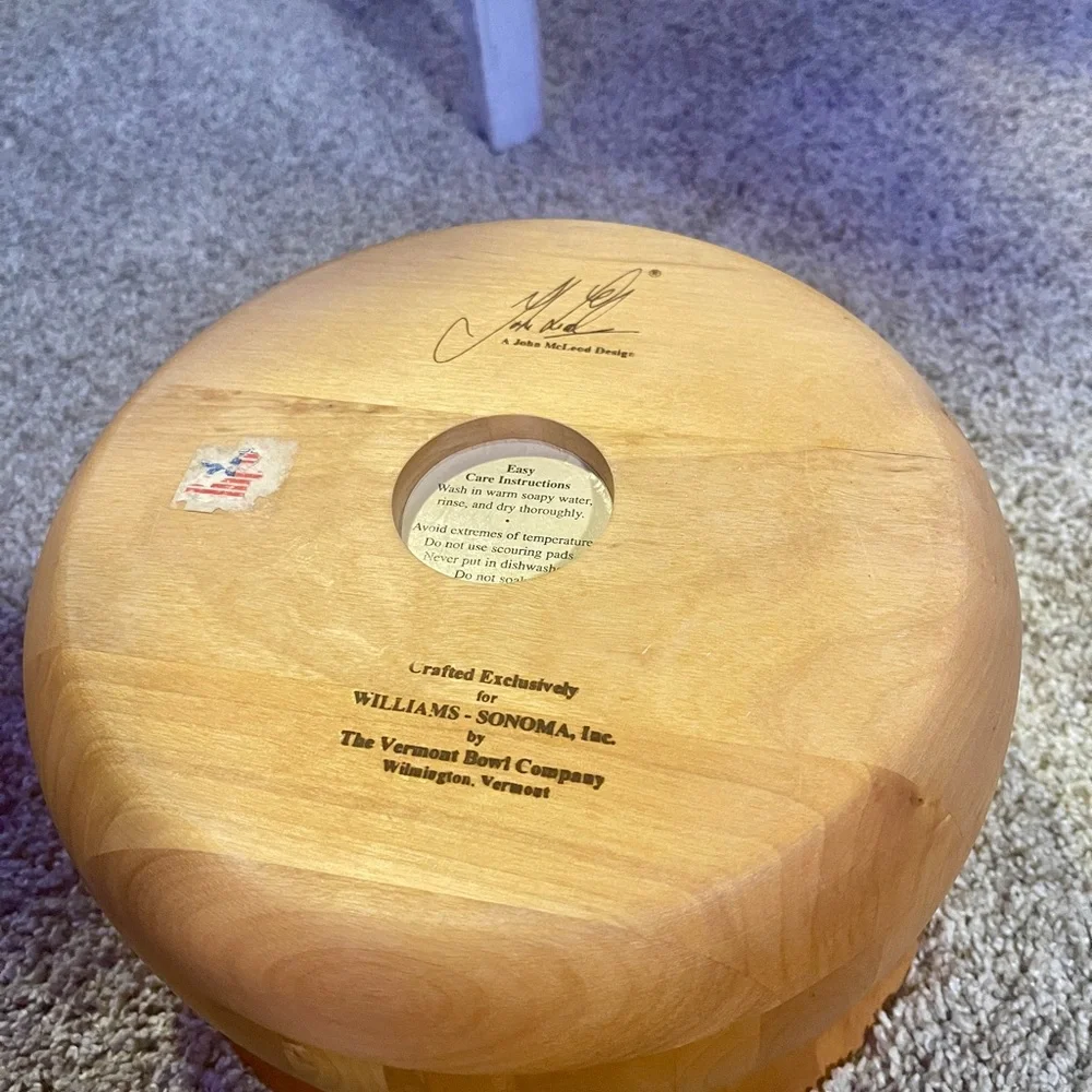 Vermont Bowl Co John McLeod Designed Wood Salad Bowl Williams-Sonoma - Picture 3 of 3